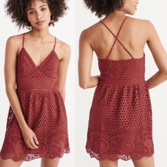 A&F Rust Red Lace Dress - Picture 2 of 9